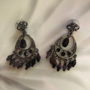 Black Stone Dangly Earrings